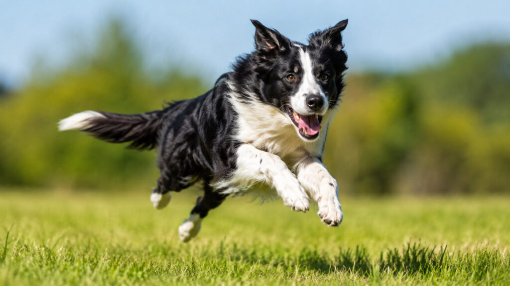 Healthy, energetic dog running outdoors